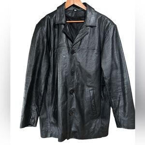 Women's Black Leather Coat SIZE L
